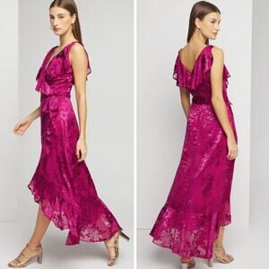 New! White House Black Market Sleeveless Burnout Wrap Midi Dress, size 18‎